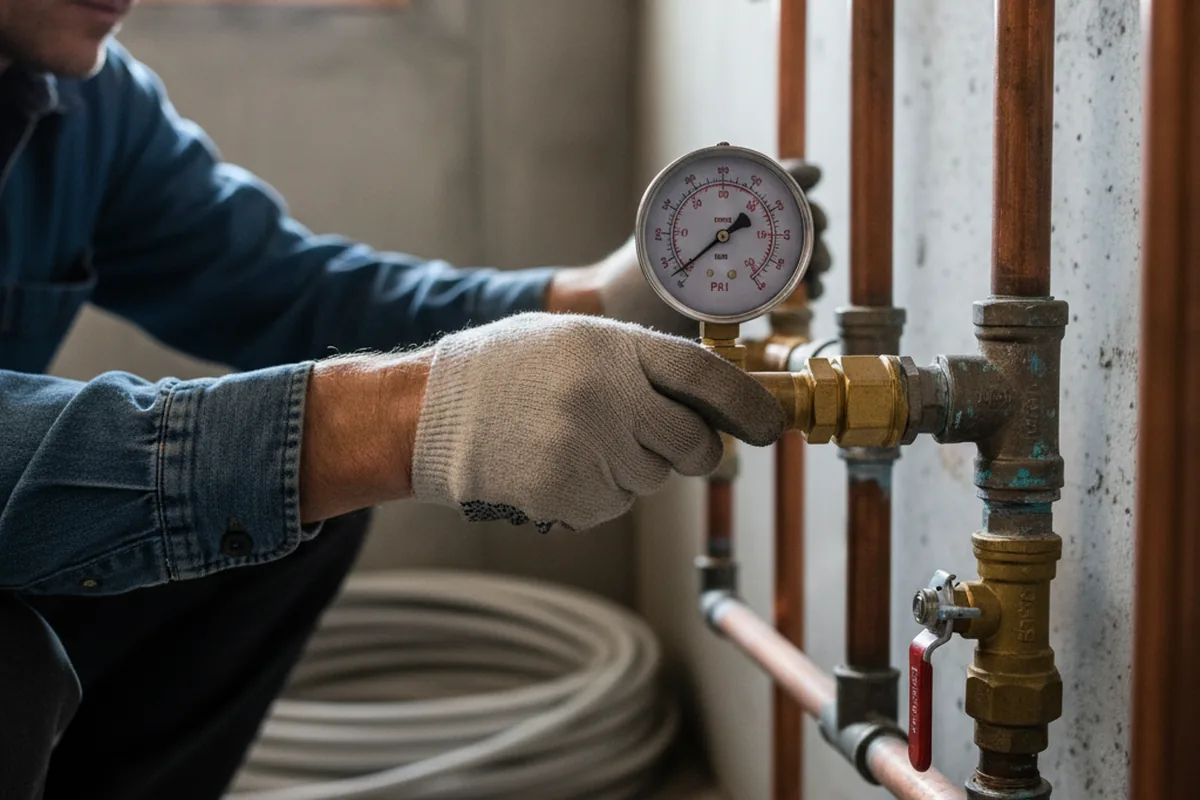 Pressure testing a repaired line during Water Line Repair in Mount Wolf